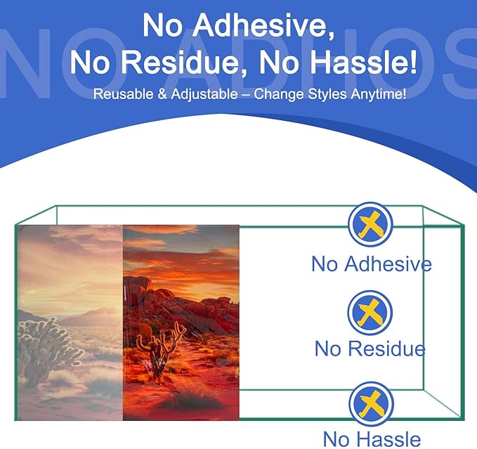 Aquarium Background & Terrarium Background – Ultra HD Static Cling, Tape-Free, Desert Sunset Design for Reptile Tank Decorations, Perfect for Bearded Dragon and Leopard Gecko Tanks 17.7 X 35.4 Inches