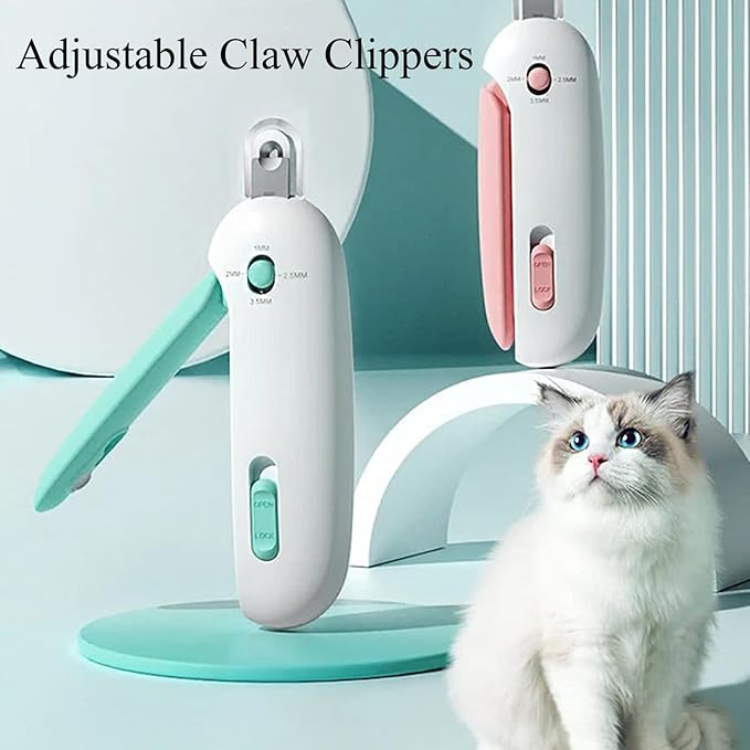 Celery Pets Nail Clippers, Adjustable Claw Clippers for Cats, Round-Hole Trimmer with Dust Storage, Safe Pet Claw Clipper Grooming Tool, Adjustable Nail Cutter for Small Large Cat/Dog (Pink+Blue)
