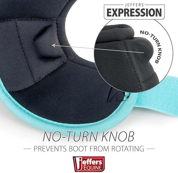 Jeffers Expression No Turn Bell Boots for Horses - Lime & Turquoise, Medium | Shock Absorbing Hoof Protection | Secure Double Hook & Loop Closure, Perfect for Turnout, Training, & Riding - 1 Pair