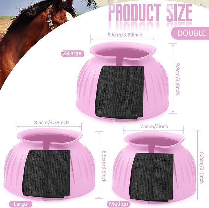 Abbylike Bell Boots for Horses 1 Pair/2 Pair Available, Protect Against Hoof Impact Trauma, Rubber Bell Boots Horse Care for Turnout, No Rub Design Wrap Hook and Loop