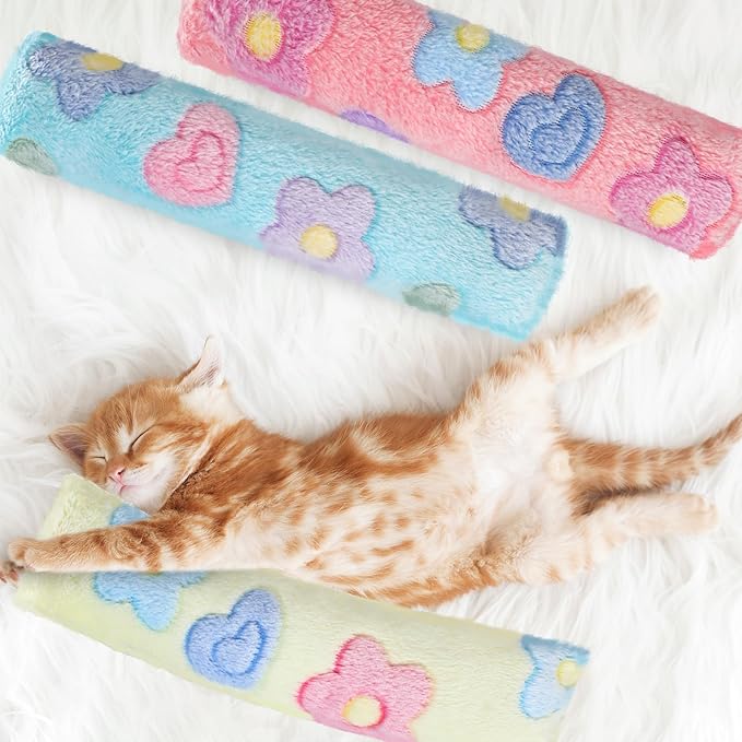 Civaner 6 Pcs Flower Toy Cat Catnip for Indoor Cat 10.6 Inch Kitten Kicker Stick Catnip Toy with Crinkle Sound Inside Interactive Soft Plush Kitten Pillow for Chew Exercise (Pink, Green, Yellow)