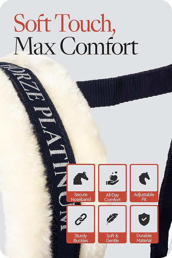 HORZE Howard Soft Fleece Padded Adjustable Polyester Horse Halter - Peacoat Dark Blue - Shetland