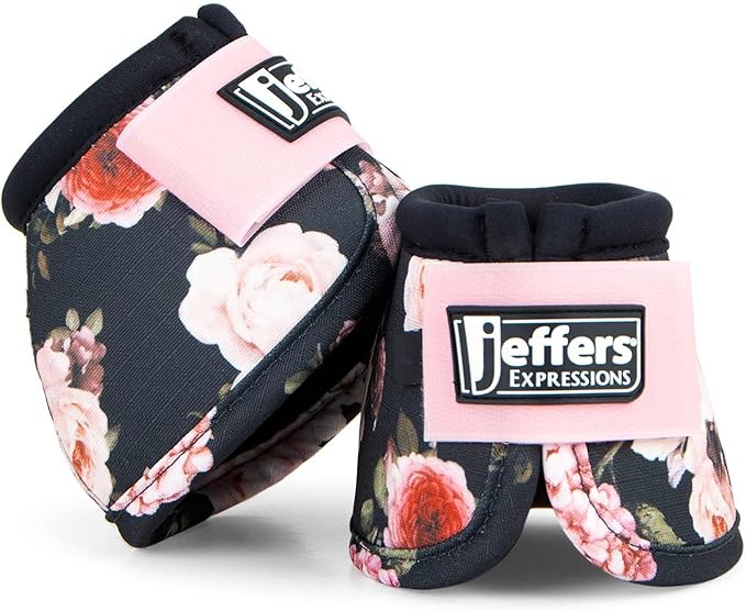 Jeffers Expression No Turn Bell Boots for Horses - Rose Garden, Medium | Shock Absorbing Hoof Protection | Secure Double Hook & Loop Closure, Perfect for Turnout, Training, & Riding - 1 Pair