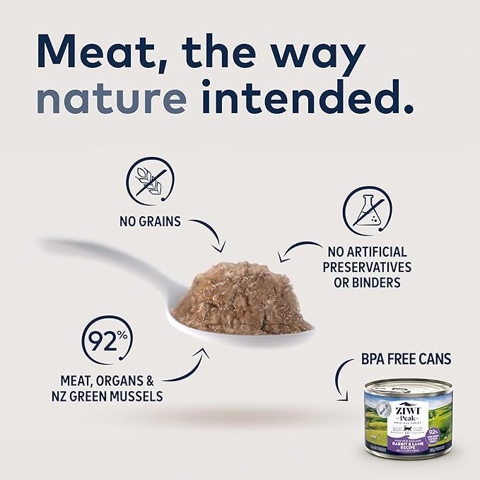 ZIWI Peak Wet Cat Food – All Natural, High Protein, Grain Free, Limited Ingredient, with Superfoods (Rabbit & Lamb, Case of 6, 3oz Cans)