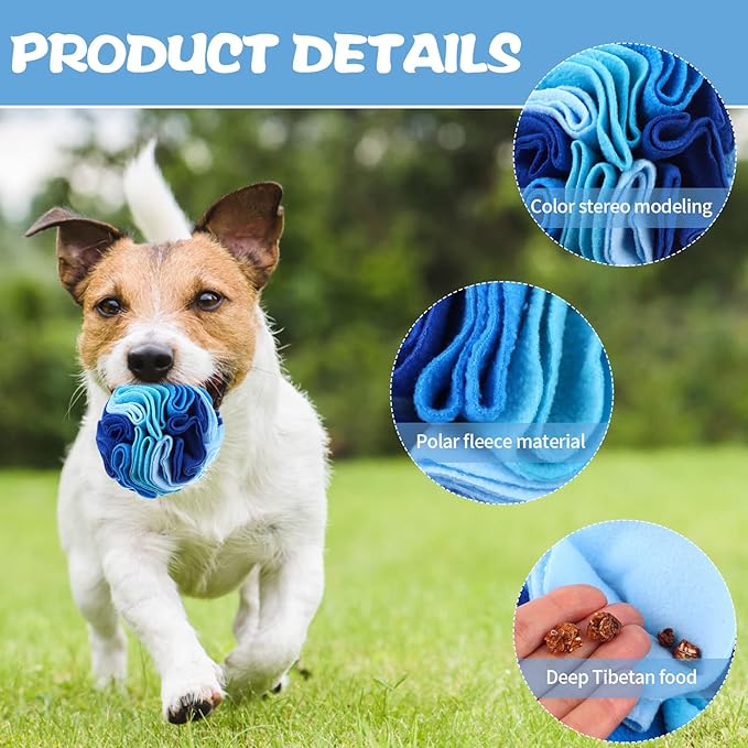 Droutti 3 Pcs Snuffle Ball for Dogs Stress Relief Interactive Dog Snuffle Ball Toys Dog Foraging Mat Pet Snuffles Balls Toy Dogs Treat Ball Pad Pet Puzzle Toys for Anxiety Relief Enhance Sniffing
