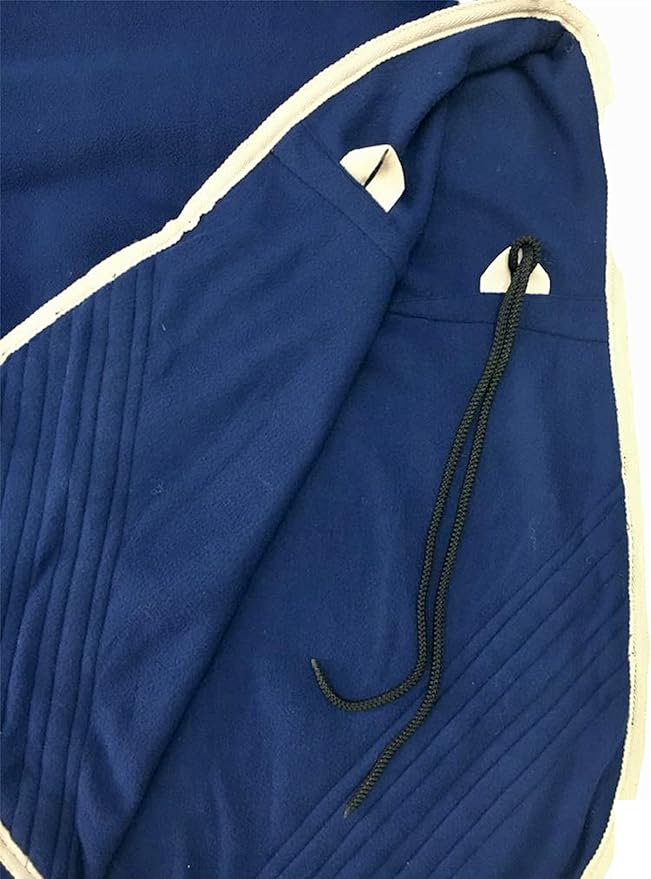 Majestic Ally Anti Pill Fleece Horse Blanket/Sheet with Silver Braided Rope (Navy, 78)