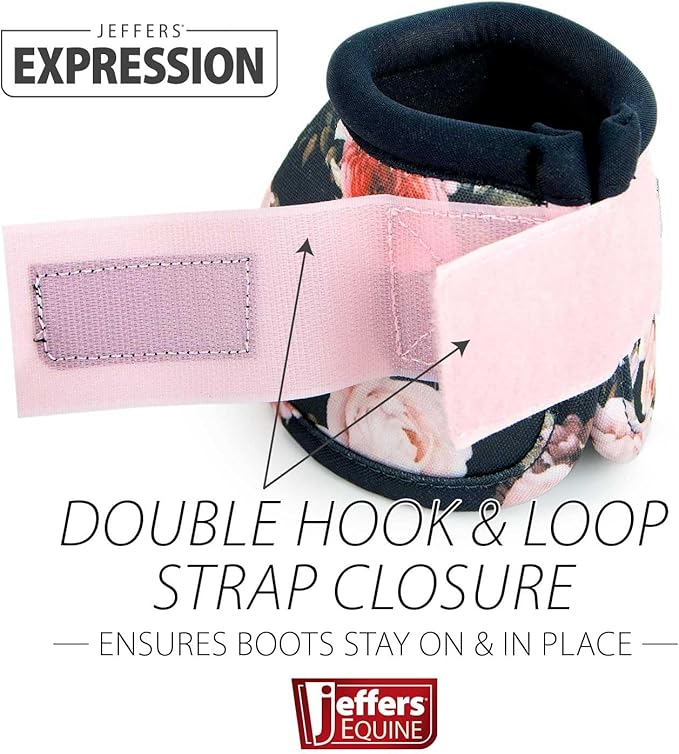 Jeffers Expression No Turn Bell Boots for Horses - Rose Garden, Large | Shock Absorbing Hoof Protection | Secure Double Hook & Loop Closure, Perfect for Turnout, Training, & Riding - 1 Pair