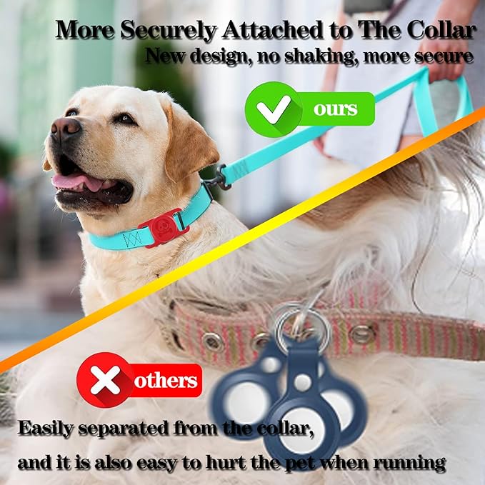 2 Pack Waterproof AirTag Dog Collar Holder Compatible with Apple AirTag, Silicone Hidden Loop Holder for Airtag Tracker, Anti-Lost Dog Collar Air Tag Accessories(Red-Orange)