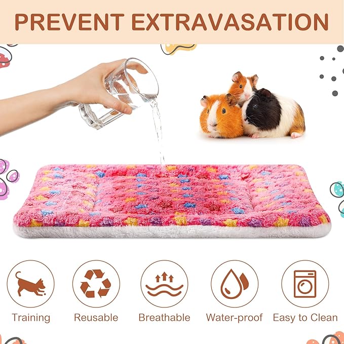 Haull 4 Pcs Waterproof Guinea Pig Bedding Winter Guinea Pig Bed Plush Cage Liners Soft Dog Cat Mat Reversible Winter Cozy Animal Pee Pad Hamster Bed Mat for Bunny(Star,13 x 10 Inch)
