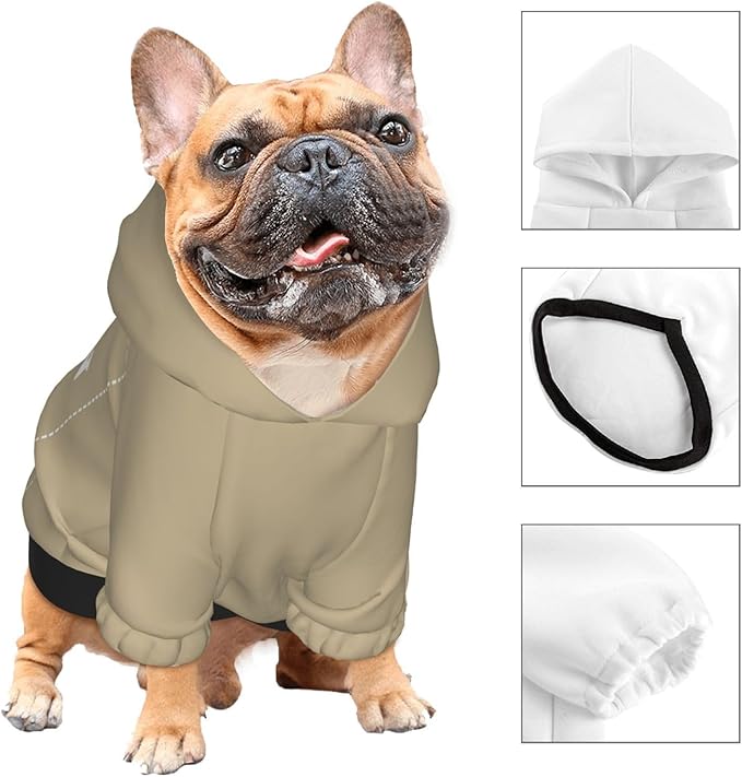 Dog Clothes, Custom Dog Hooded Sweatshirt, Personalized Pet Costume Robe Shirt with Text/Image/Club Name/Pet Shop Logo for Small Medium Large Dogs and Cats, Khaki, L