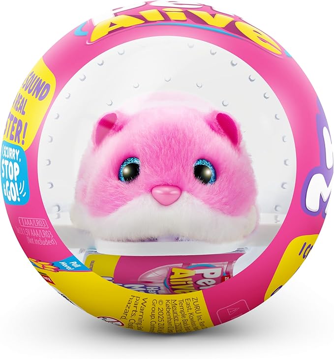 Pets Alive Hamstermania (Pink) by ZURU Hamster, Electronic Pet, 20+ Sounds Interactive, Hamster Ball Toy for Girls and Children