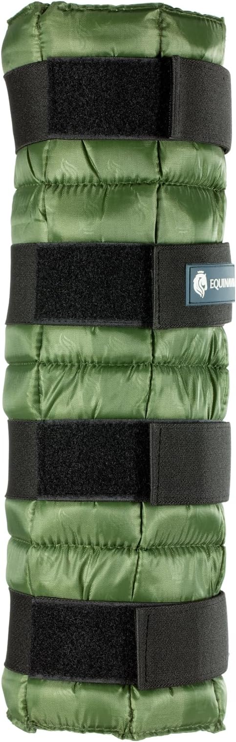 Equinavia Cool Relief Therapy Ice Boots Leg Wraps Pair for Horses, Gel Pack with Adjustable Straps | 16.5" x 15.5" with Storage Bag - Green - Pair - One Size