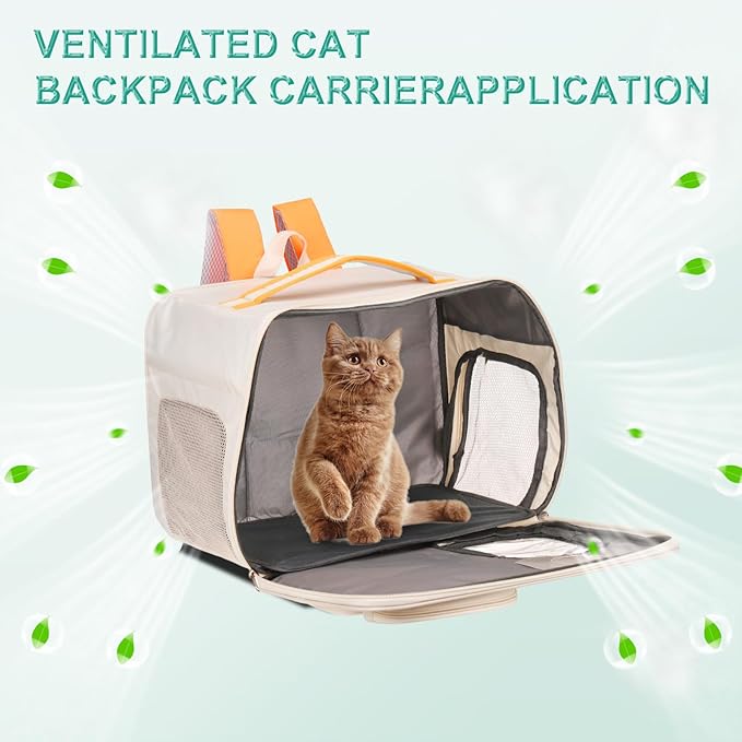 Cat Backpack Carrier, Breathable Dog Carrier Pet Supplies for Cats or Small Dogs Puppies, Intended for Hiking/Camping/Traveling (Black, 16"x10"x12")