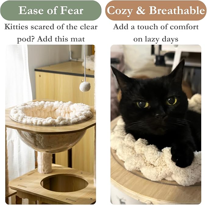 Cat Knitted Bed Mat, Extra-Soft Washable Warm Round Pads Cushions for Indoor Kittens, Cat Trees Towers, Perfect for Kneading and Sleeping (Pink,Large)