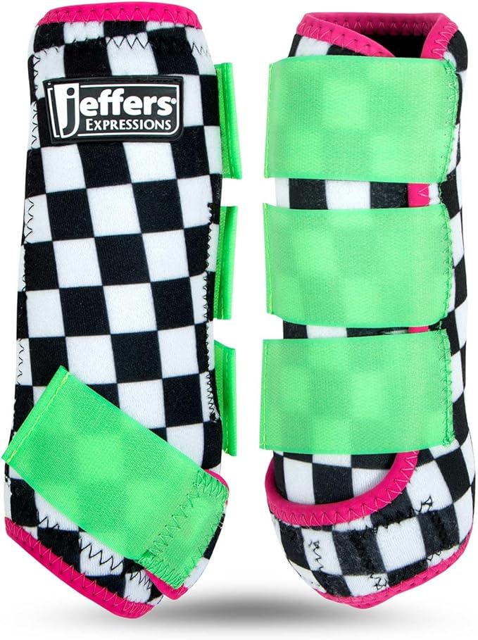 Jeffers Expression Protective Horse Boots 1 Pair, Skater Cowgirl - Safe Neoprene Leg Guards, Comfortable Fit, Durable Strap Closures, Front & Hind Support, Accessories for Travel & Riding - Medium