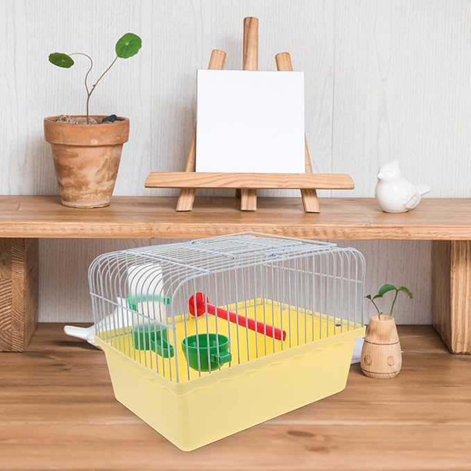 Besportble Portable Bird Cage for Travel with Food Box and Waterer Spacious Parakeet Carrier with Perch for Lovebirds and Small Birds Durable Yellow Design