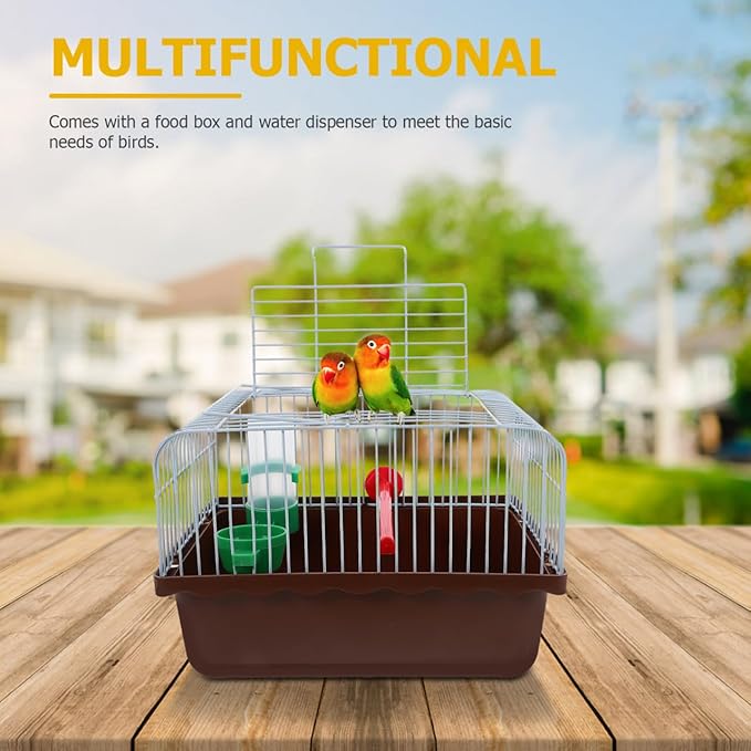 Bird Carrier Travel Cage Parrot Carrying Cage for Birds and Small Animals（Coffee）