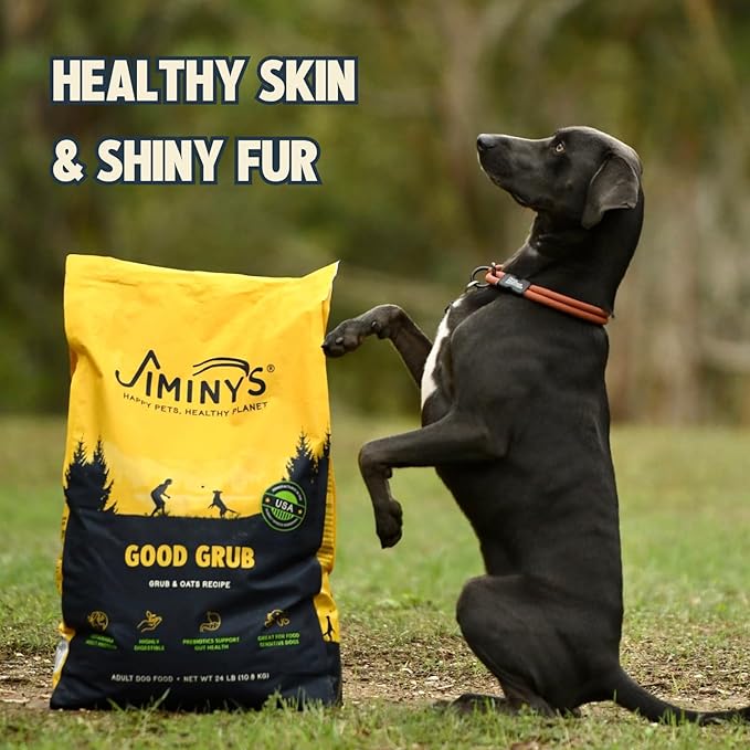 Jiminy's Good Grub Dry Dog Food, Hypoallergenic, Healthy Skin and Coat, Improved Oral Health, Made in USA, 24lb Bag (Pack of 1)