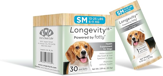 Yummy Combs Longevity15 – C15:0 – Fatty Acid Health Supplement for Dogs – Healthy Pet Supplies – for Small Dogs, 3 Pack