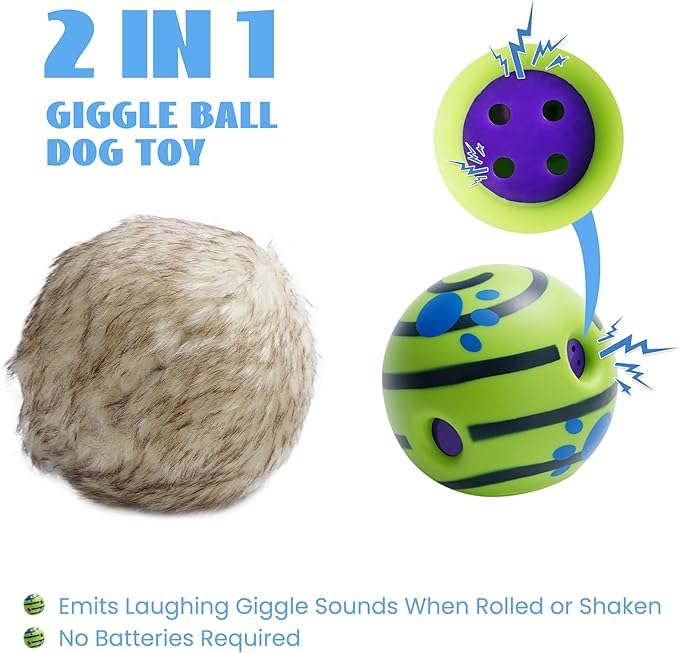 Nocciola Wobble Giggle Ball for Dogs, Interactive Dog Toys for Boredom, Squeaky Ball Dog Toys to Keep Them Busy, Pet Toys for Small Medium Large Dogs, Fun Giggle Sounds When Rolled or Shaken (L)