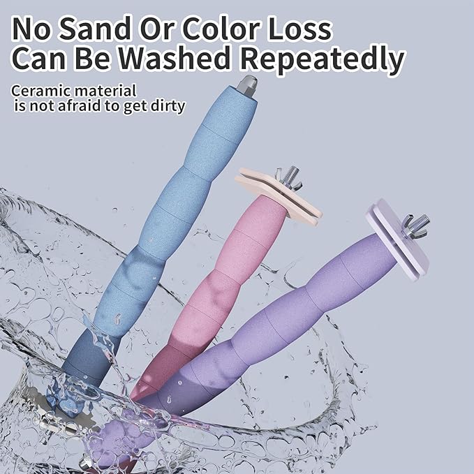 Bird Perch Stand for Parrots – Natural Ceramic Grinding Stick for Beak & Claw Trimming Cage Accessory for Budgies Parakeets Cockatiels Conures Chew Toy with Abrasive Surface (Blue, 7.8Inch)