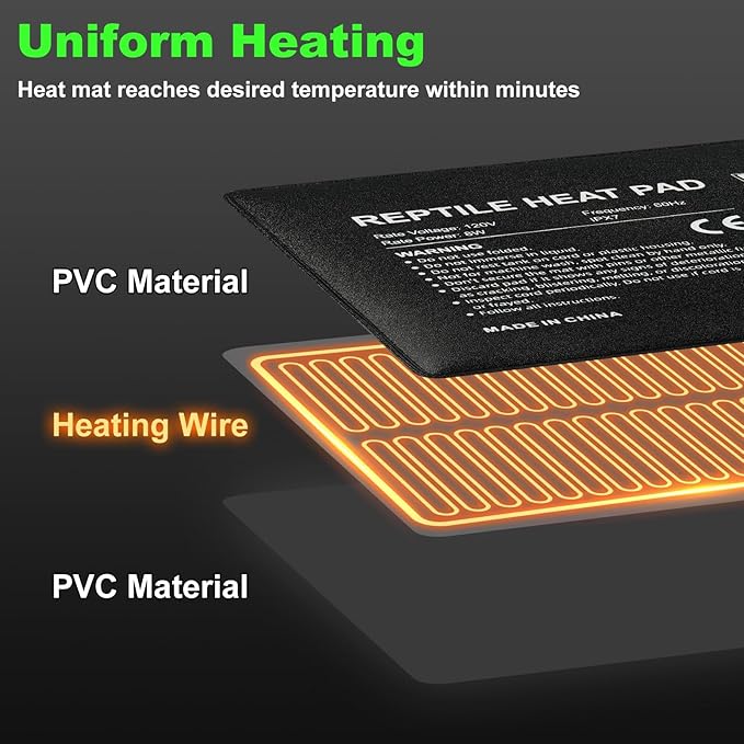 LUCKY HERP Reptile Heat Pad 8x18 Inch 24w, Under Tank Terrarium Heating Pad with Adjust Knob, Reptile Heat Mat for Turtle, Lizard, Hermit Crab, Frog, Snake
