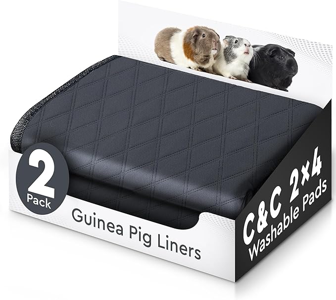 Washable Rabbit & Guinea Pig Cage Liner & Bedding for C&C 2x4 (57"x28"), 2 Pack, Easy to Clean Unlike Fleece, Waterproof, Absorbent, Non-Slip Pee Pad, Reusable Bunny Mat for Small Animals