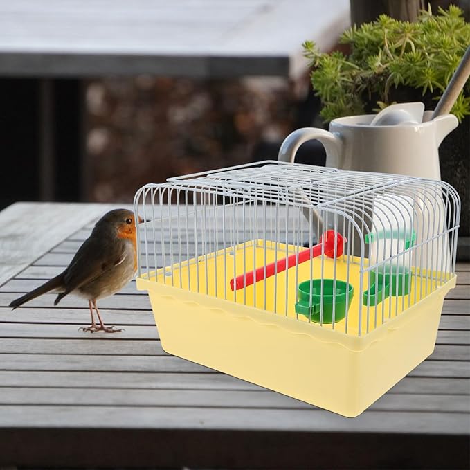 Garneck Small Bird Travel Cage: Portable Parakeet Carrier with Food and Water Box 9.2 Inch Animals Cage for Cockatiels Parrot - Easy to Carry for Short Trip, Daily Outing
