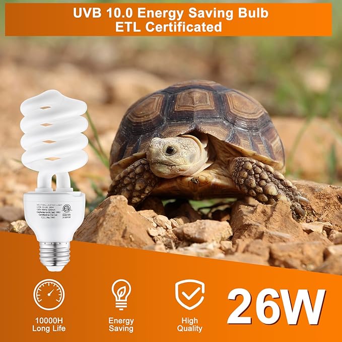DXOPHIEX 100W Reptile Heat Lamp and 26W 10.0 UVB Bulb Combo Pack, UVA Basking Bulb and UVB Light for Reptiles, Basking Light for Bearded Dragon, Turtles, Snake and Lizard