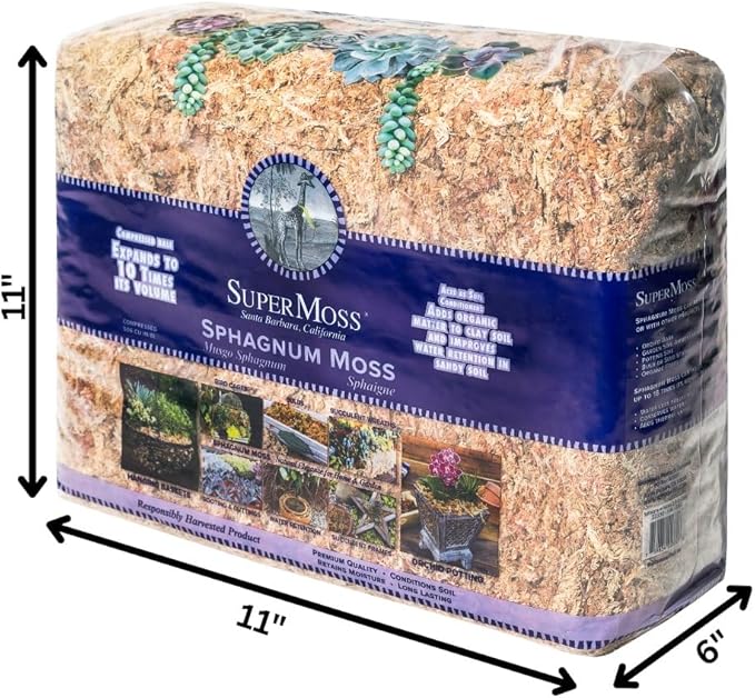 SuperMoss (22330) Orchid Sphagnum Moss Dried, Natural, 2.1lbs Small Bale