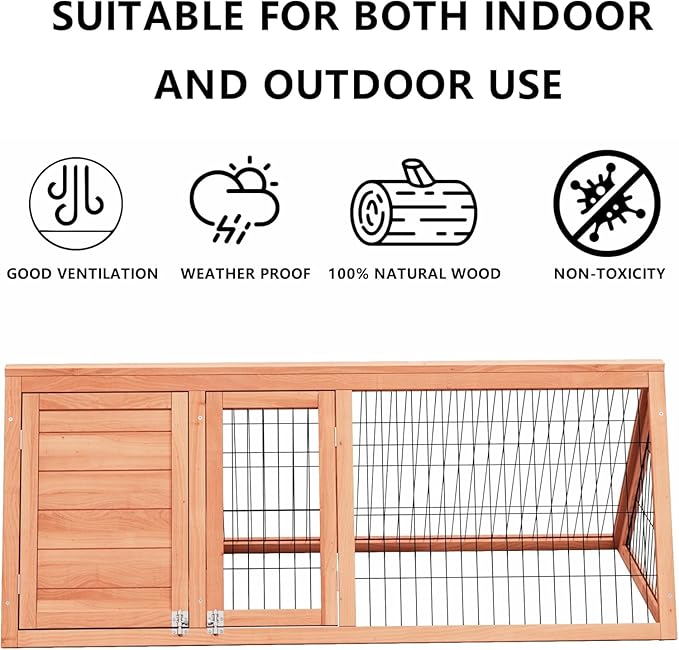 Chicken Coop, Chicken Run,Small Wooden Duck Coop Outdoor Quail Cage Rabbit Pet Hutch House Small Animals (Ntural Wood)