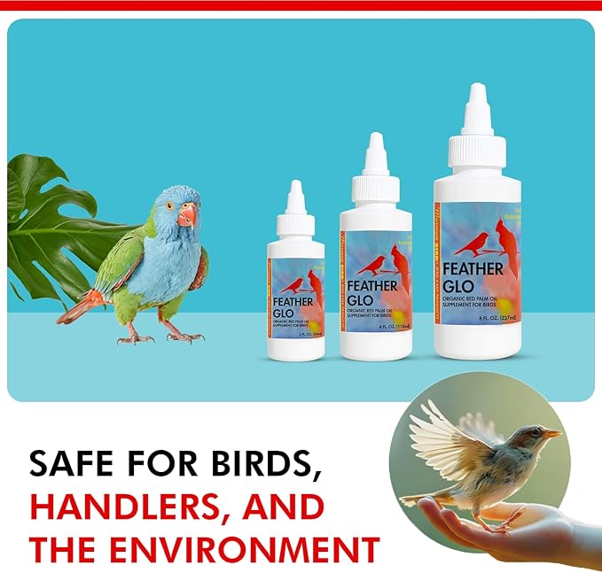 Morning Bird Feather Glo 4 Oz – Palm Oil Supplement for Birds – Supports Pet Skin Treatment Spray, Feather Shine & Immune Health – Vitamin, Mineral & Energy Support for All Bird Types