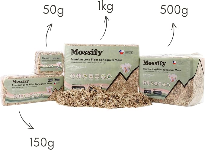 Mossify Premium Sphagnum Moss for Plants 5kg, 11 lbs - Long Fiber Moss for Plants Indoor, Orchids, Terrariums, Gardening, Reptiles – Moisture Plant Moss for Propagation, Soil & Habitat Bedding