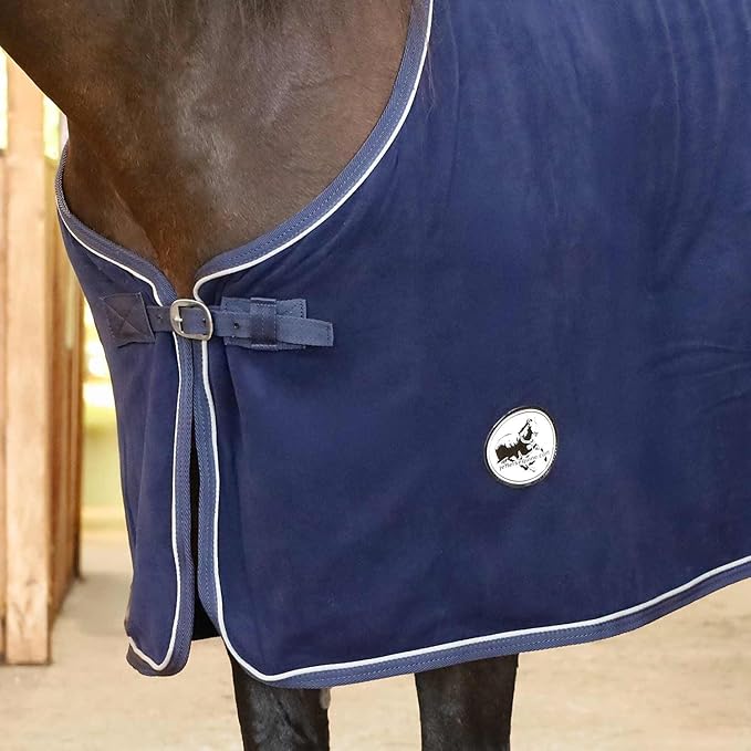 Jeffers Equine Elite Fleece Horse Cooler Blanket, 75 Inch – Soft, Adjustable Fit, Lightweight, Easy Care, Moisture Wicking Cooling Sheet with Surcingle for Post Exercise, Travel for Horses – Navy