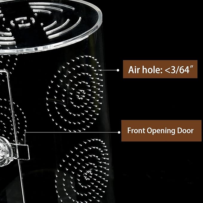 Jumping Spider Enclosure, 11.5”*6”*6”, Air Hole 3/64" Micro Habitat Terrariums, Arboreal Reptile Tank with Front Opening Door,Tarantula Enclosure, Plant Greenhouse
