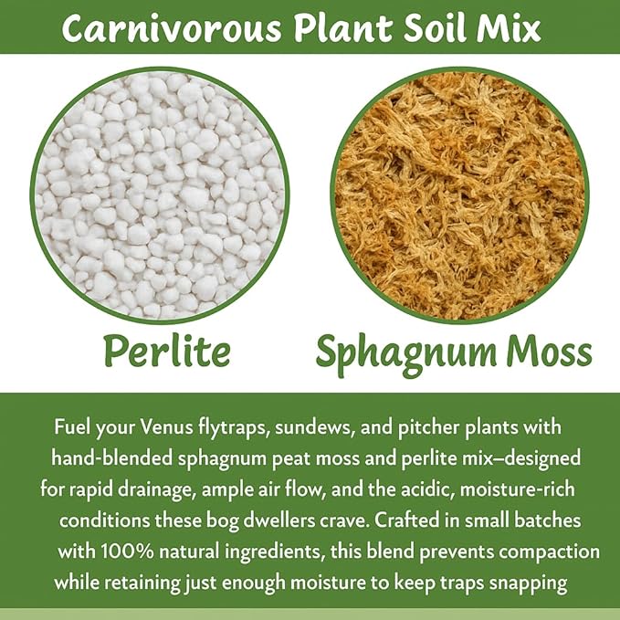 Gardenera Sphagnum Moss Potting Mix for Carnivorous Plants - 20 Quart - Moss and Perlite Blend for Potting Venus Fly Traps, Sarracenia, Pitcher Plants (4 Bags of 5QT)