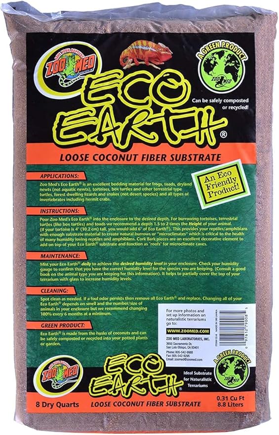 DBDPet 's Bundle 2 Pack Zoomed Eco Earth Loose Coconut Fiber Reptile Substrate 8 quarts | by Zoomed & Includes Attached Pro-Tip Guide