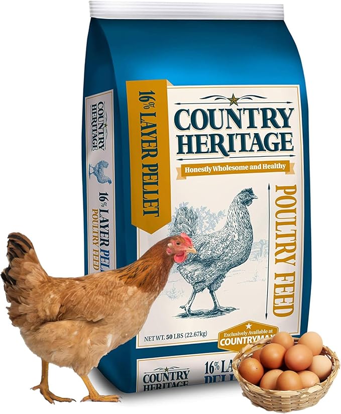 CountryMax 16% Protein Layer Pellets for Laying Hens – Complete Feed for Chickens, Ducks & Game Birds – 50 lb Bag