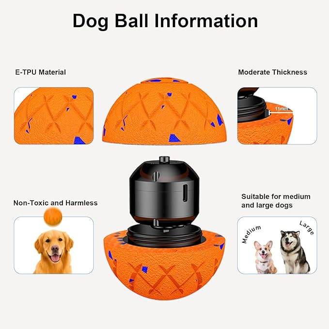 Interactive Dog Ball, Moving, Bouncing and Rotating, Silent Foam Material, IP54 Waterproof Rating, Smart Active Rolling, Stimulation Toys for Medium and to Keep Them Busy