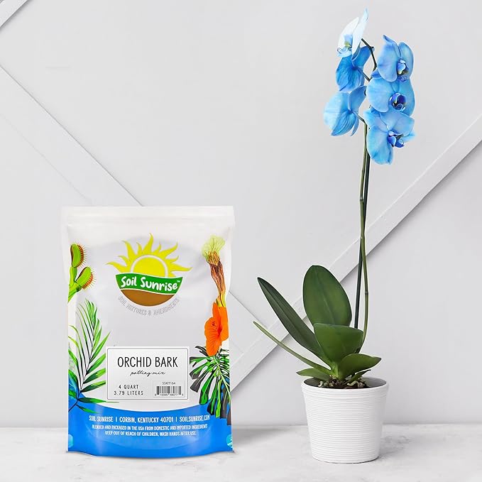 Soil Sunrise 100% Organic Orchid Potting Bark (4 Quarts) All-Natural USA-Sourced Pine Bark Orchid Mix Additive