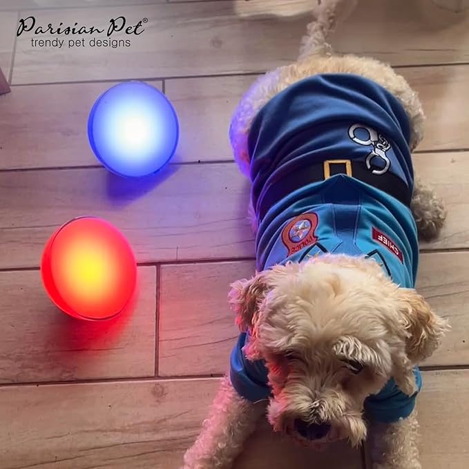 Parisian Pet Embroidered Dog Police Costume - 100% Cotton and Polyester Pet Clothes - Sleeved Cop Costume for Large Dogs 2XL - Blue