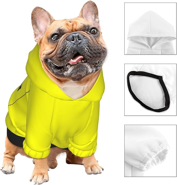 Personalized Chihuahua Dog Hoodie, Custom Pet Warm Sweatshirt Costume with Name Number Photo, Customize ID Clothes for Pupppy Kitten Dogs Cats, Yellow, XL