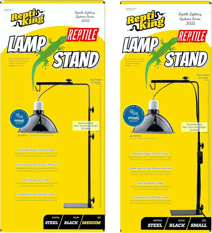 Reptile Lamp Stand, 35 Inches Adjustable Heat Lamp Fixture Stand, Terrarium Stand for Holding Reptile Light Fixture and Heating Bulbs