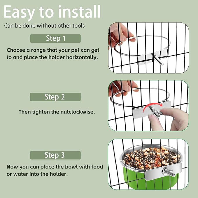 6 Pcs Stainless Steel Bird Bowls, Small Bird Food Dishes for Cage, Parrot Cage Feeder with Clamp Holder for Parakeet/Cockatiels/Conure/Budgies/Ferret/Small Animal