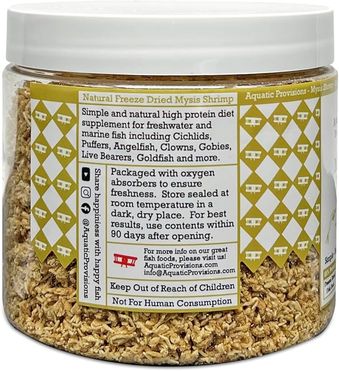 Mysis Fish Food 2.5 oz, Freeze Dried, for Freshwater and Marine Aquarium Fish