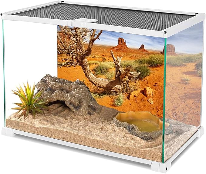 AWERT 36x24 inches Reptile Habitat Background Orange Desert Terrarium Background Durable Polyester Background