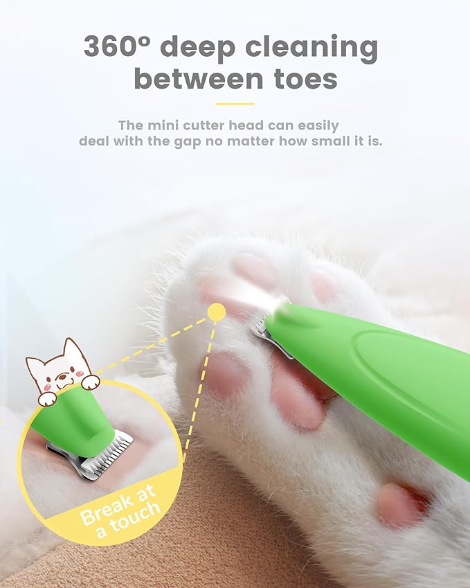 Dog Paw Trimmer with LED Display, Ultra-Low Noise Cordless Paw Trimmers for Dog's Feet, Cordless Hair Trimmer for Paws, Ears, Face, Rump