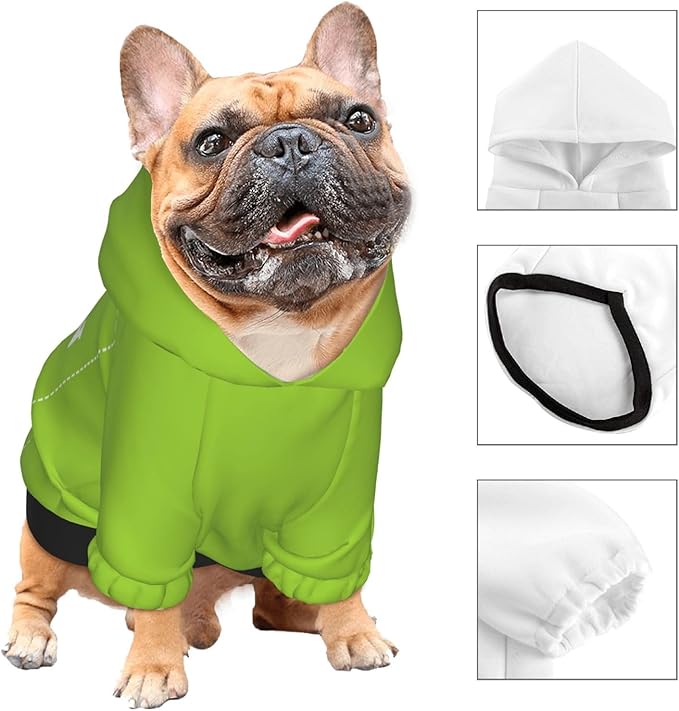 Dog Clothes, Custom Dog Hooded Sweatshirt, Personalized Pet Costume Robe Shirt with Text/Image/Club Name/Pet Shop Logo for Small Medium Large Dogs and Cats, GrassGreen, L