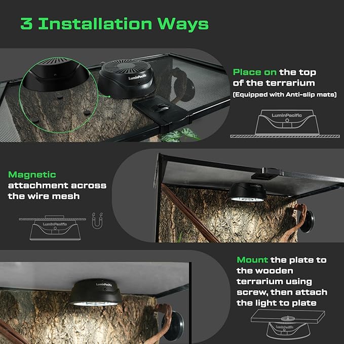 LED Reptiles Light with Remote, UVA UVB FR Lamp for Rainforest & Desert Reptiles, Ferguson Zones 1-4, Timer Switch, 10 Dimmable, for Bearded Dragon, Turtle, Frog, Snake, Plant (2 Pack)