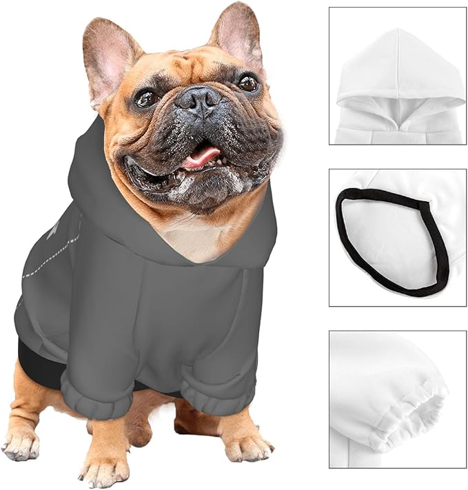Personalized Dog Hoodie, Custom Dog Costumes for Small Dogs, Holiday Happy Dog Clothes Football Pet Shirt Sweater with Name Number for Girl/Boy Cats/Kitten, Darkgrey, S